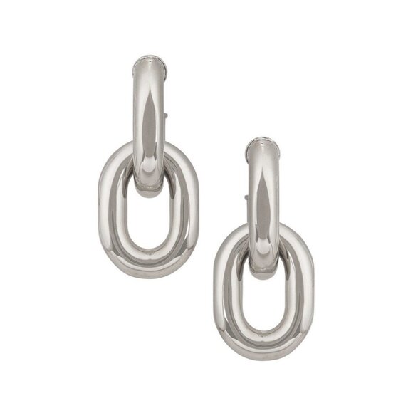 RABANNE XL Link Hoop Earrings Silver - Picture 2 of 6